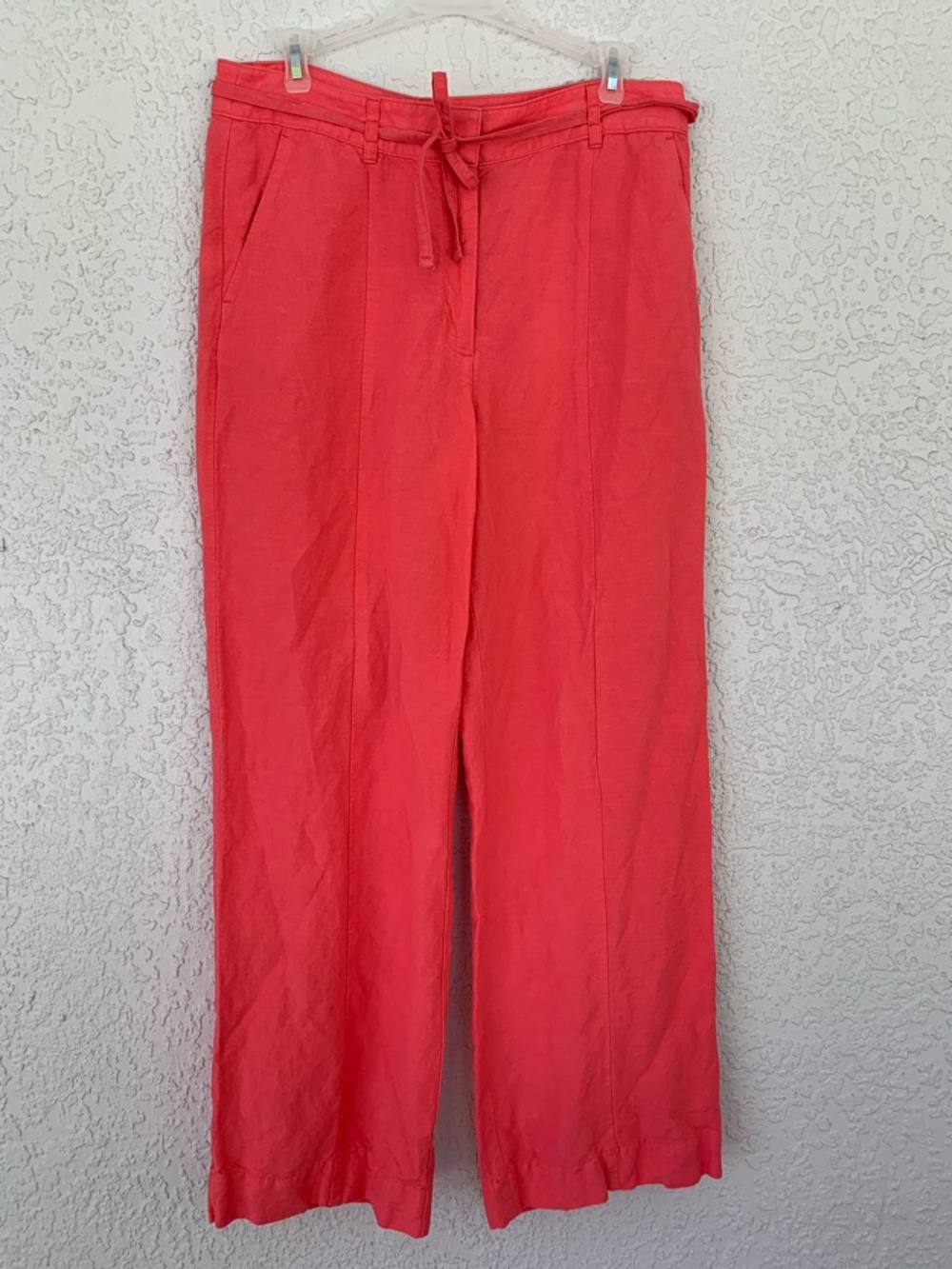 LOFT Coral Tie-Waist Linen blend Pants size 8